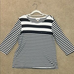 Striped Navy and White Women's Top